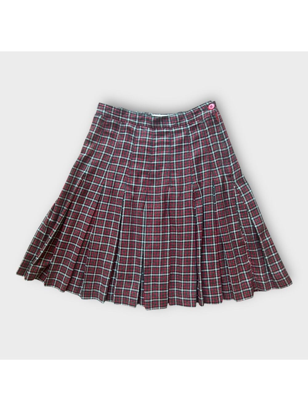 Vintage 90s The Eagle's Eye Red Plaid Pleated Mini Skirt 8 Punk Grunge Academia